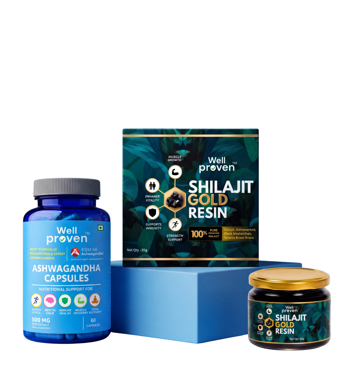 MIND + PHYSICAL COMBO | 2 PCS | Ashwagandha and shilajit gold resin